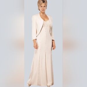 DAYMOR COUTURE Elegant Pink Long Sleeve Women's Dress 2 PIECE